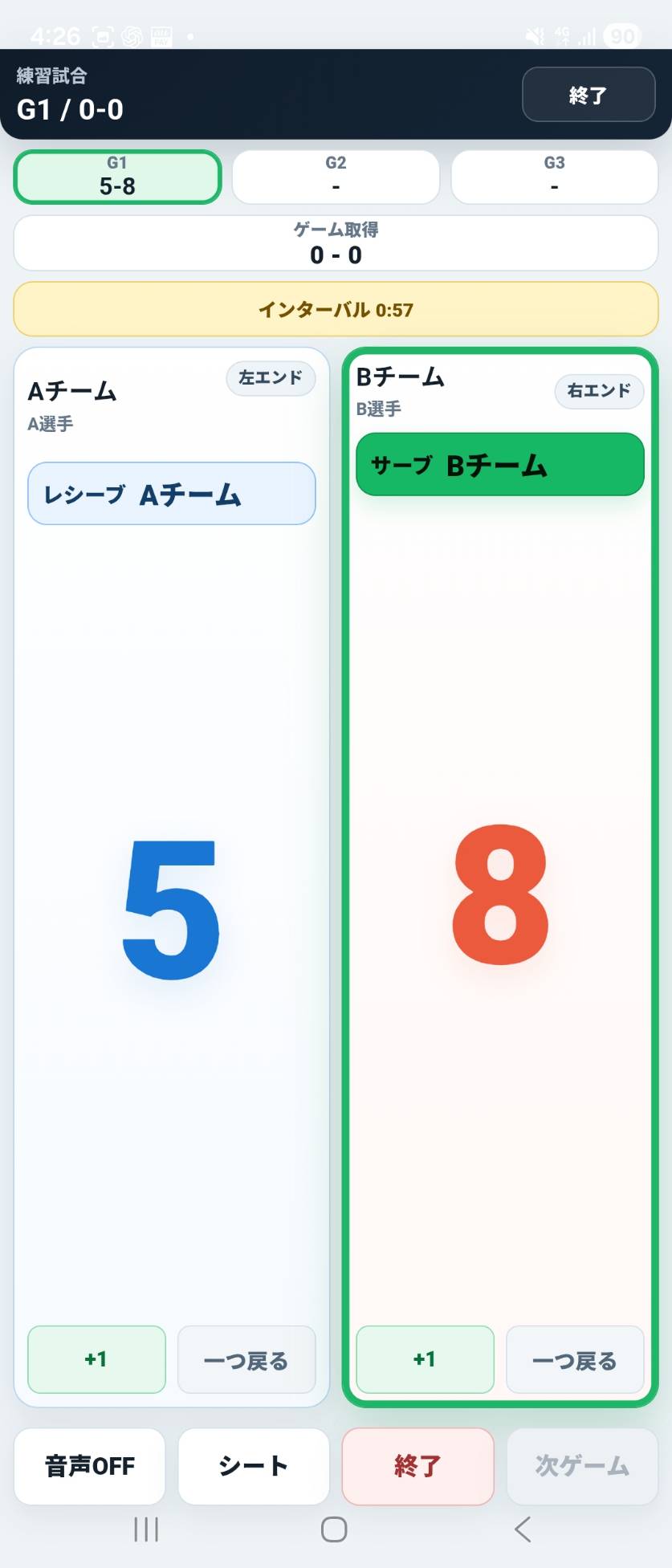 スコアシート画面